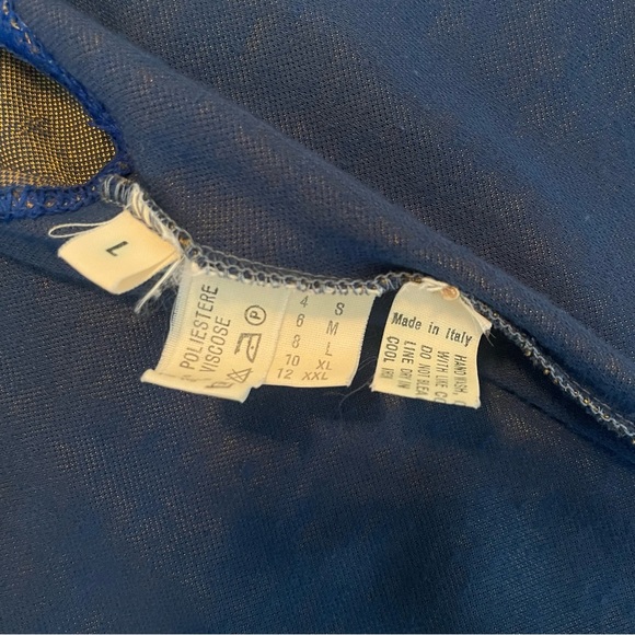 RARE Vintage Alaia Paris Cap Sleeve Sculpted Bodycon Shift Dress - Gold/Blue - Picture 8 of 9